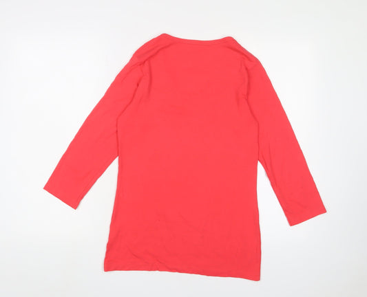 Orvis Women's Red 3/4 Sleeve V-Neck T-Shirt Medium