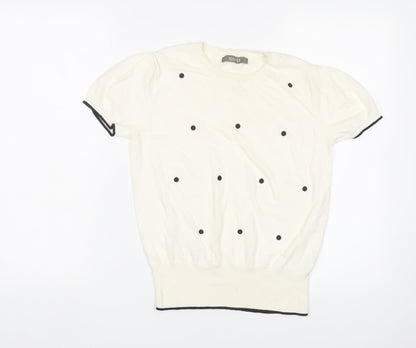 Womens UK Size S Oasis White Pullover Jumper