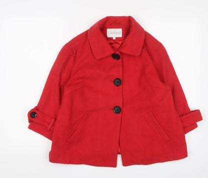 Lakeland Women's Red Wool Pea Coat Size 14 Classic