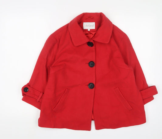 Lakeland Women's Red Wool Pea Coat Size 14 Classic