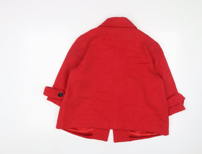 Lakeland Women's Red Wool Pea Coat Size 14 Classic