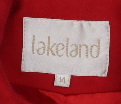 Lakeland Women's Red Wool Pea Coat Size 14 Classic