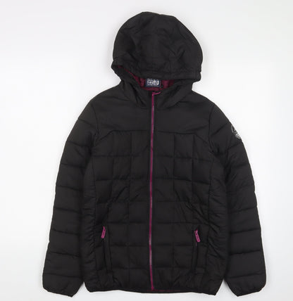Surfanic Girls Black Puffer Jacket, Size 14, Hooded