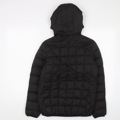 Surfanic Girls Black Puffer Jacket, Size 14, Hooded