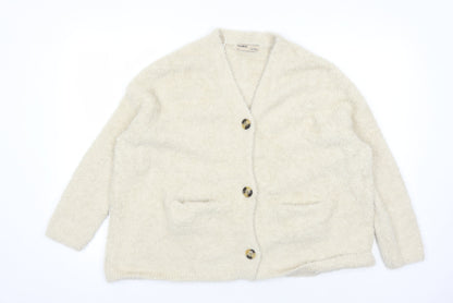 Womens UK Size S Pull & Bear Beige Cardigan Jumper