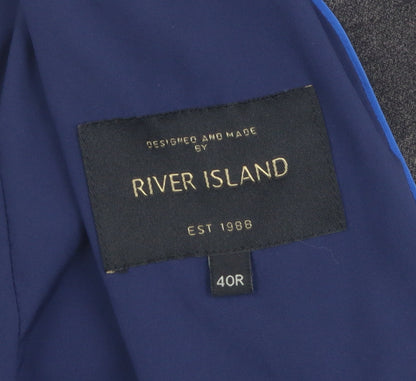 Mens UK Size 40 River Island Regular Grey Suit Jacket