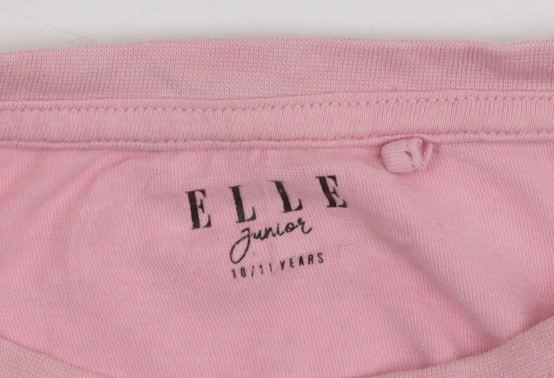 ELLE Girls Pink Graphic T-Shirt, 10-11 Years, 100% Cotton