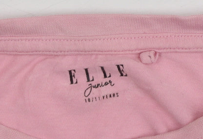 ELLE Girls Pink Graphic T-Shirt, 10-11 Years, 100% Cotton