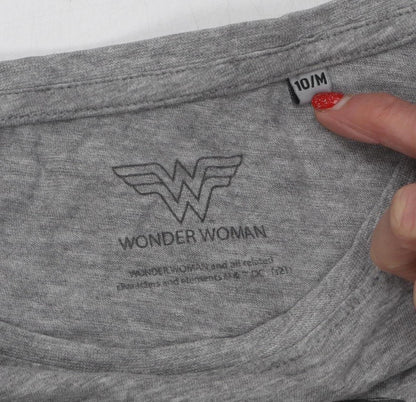 Womens UK Size 10 Wonder Woman Grey Basic T-Shirt