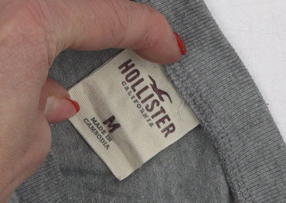 Unisex Adults UK Size M Hollister Grey Jersey T-Shirt