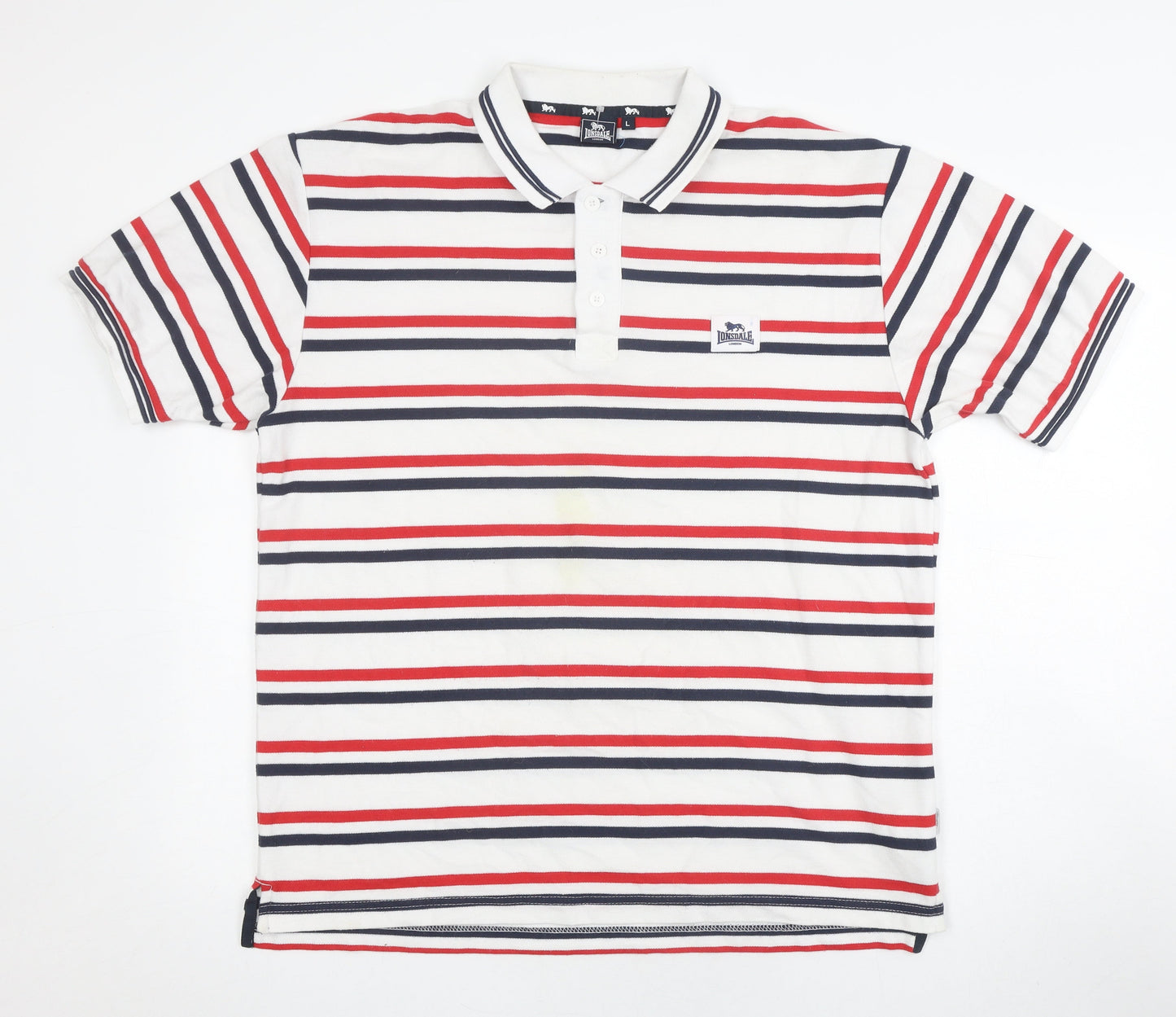 Lonsdale Men's Multicoloured Striped Polo Shirt L