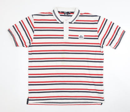 Lonsdale Men's Multicoloured Striped Polo Shirt L
