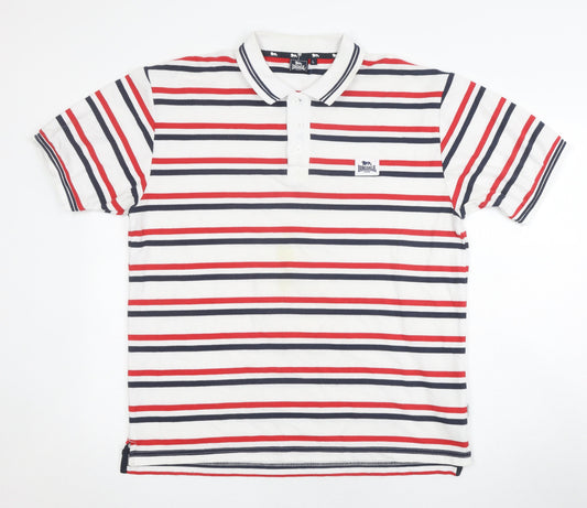 Lonsdale Men's Multicoloured Striped Polo Shirt L