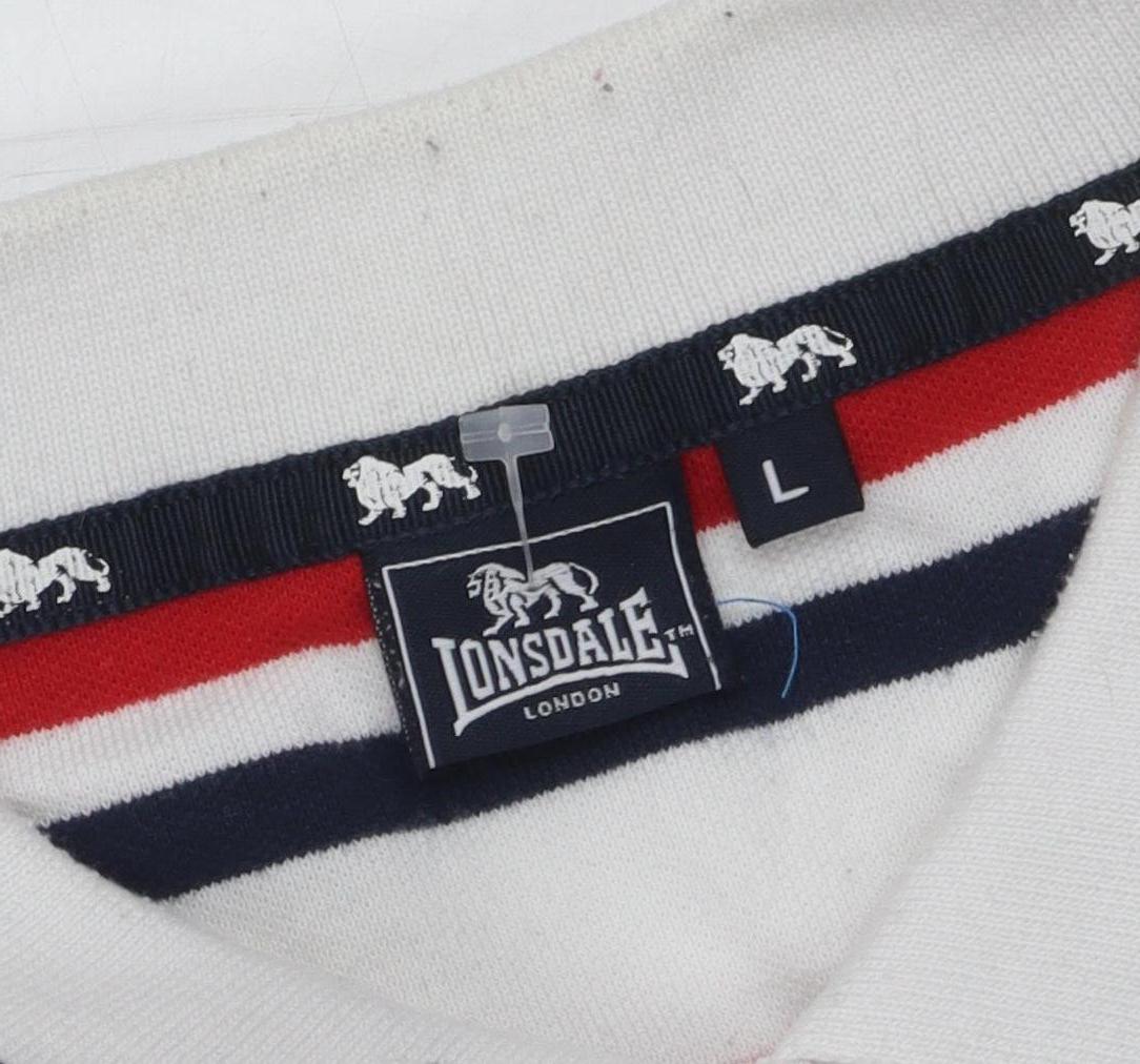 Lonsdale Men's Multicoloured Striped Polo Shirt L