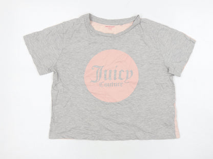 Juicy Couture Girls Grey Graphic T-Shirt, 14-15 Years, Casual Fashion