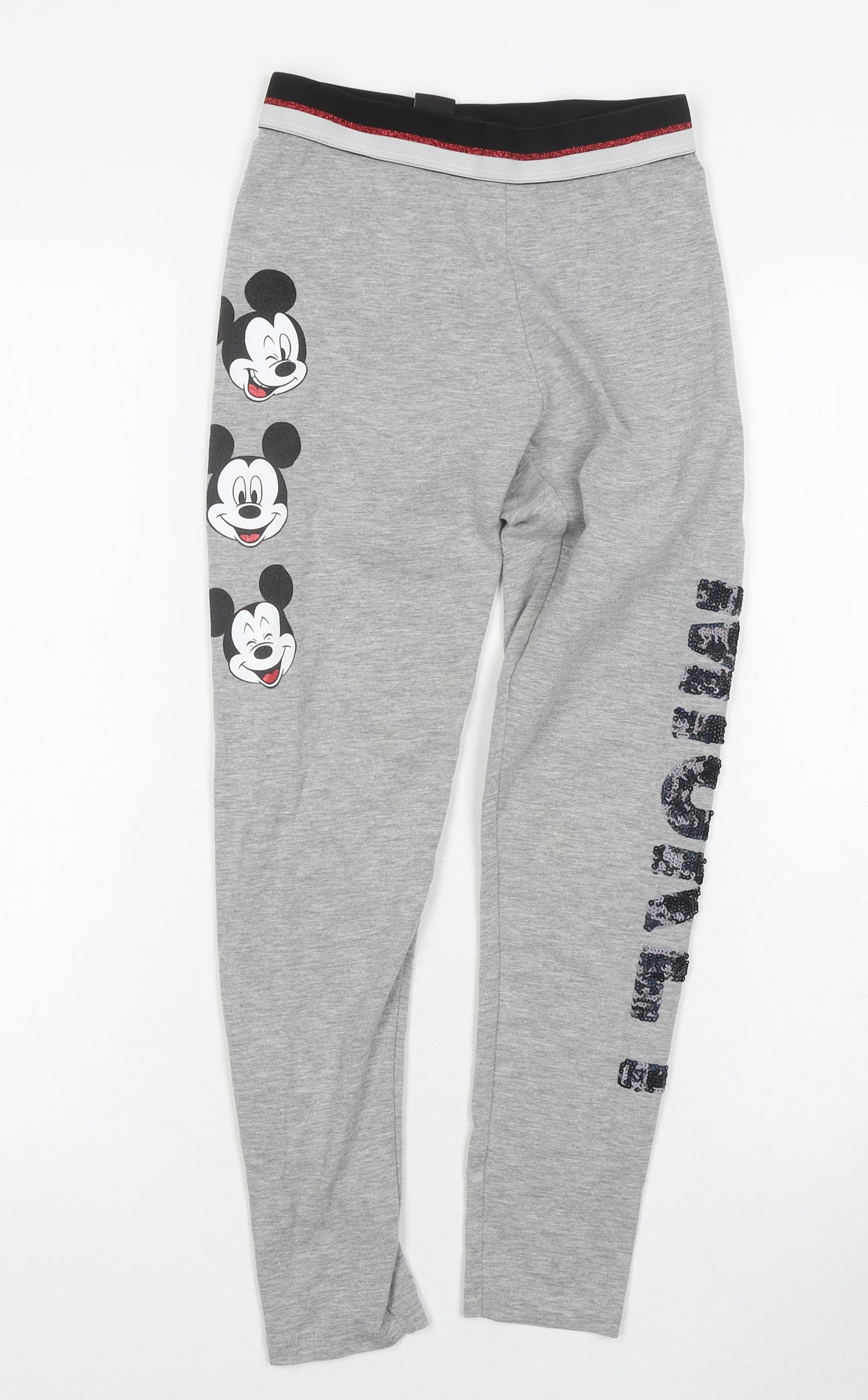 Disney Girls Grey Leggings 11-12 Years Mickey Mouse Design