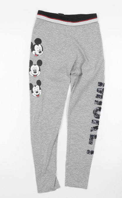 Disney Girls Grey Leggings 11-12 Years Mickey Mouse Design