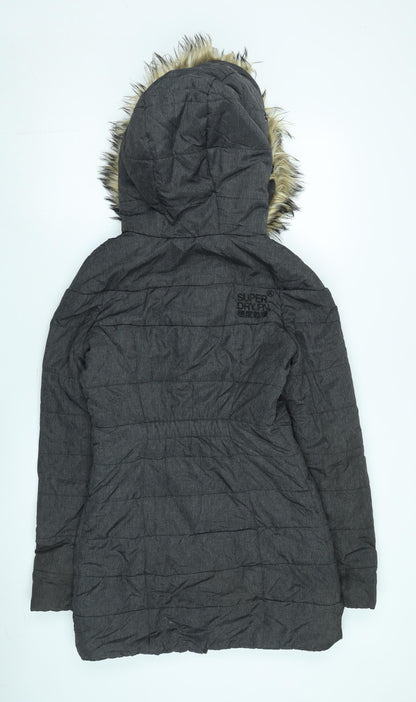 Womens UK Size S Superdry Grey Parka Coat