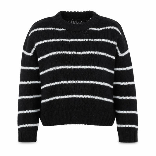 Superdry Women's Black Striped Pullover Jumper L