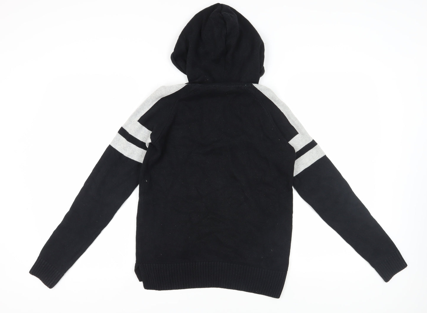 H&M Boys Black Hooded Full Zip Cotton Jumper, Size 12-14 Years