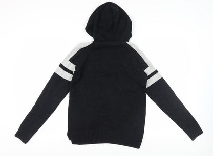 H&M Boys Black Hooded Full Zip Cotton Jumper, Size 12-14 Years