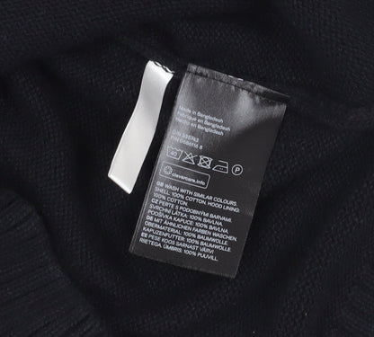 H&M Boys Black Hooded Full Zip Cotton Jumper, Size 12-14 Years