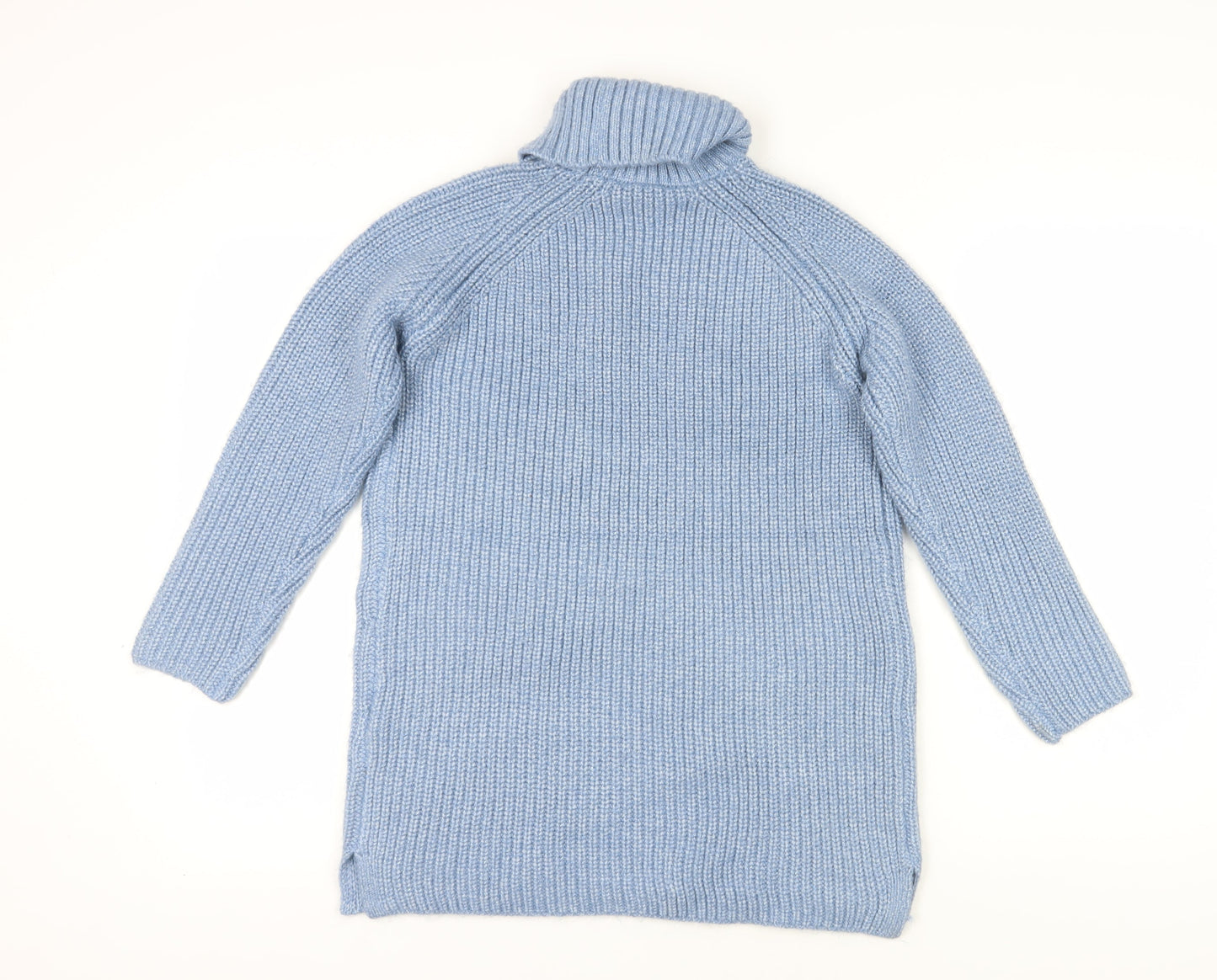 Marks and Spencer Girls Blue Roll Neck Jumper 10-11 Years