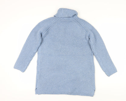 Marks and Spencer Girls Blue Roll Neck Jumper 10-11 Years