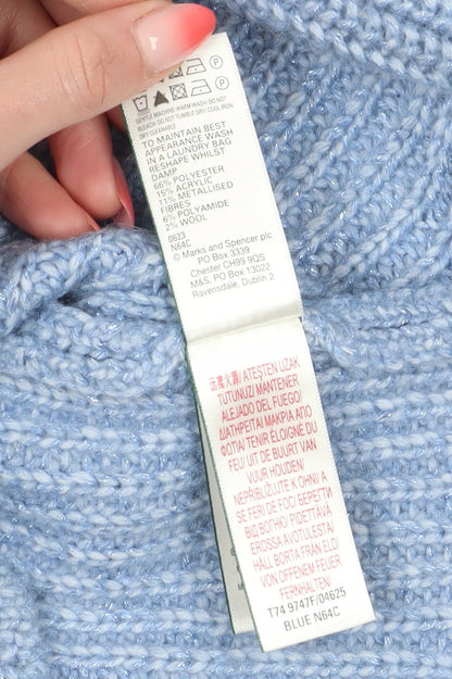Marks and Spencer Girls Blue Roll Neck Jumper 10-11 Years