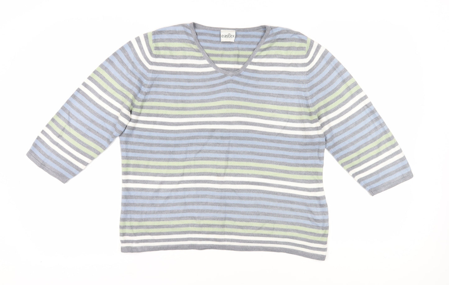 Eastex Women's Multicoloured V-Neck 3/4 Sleeve Pullover