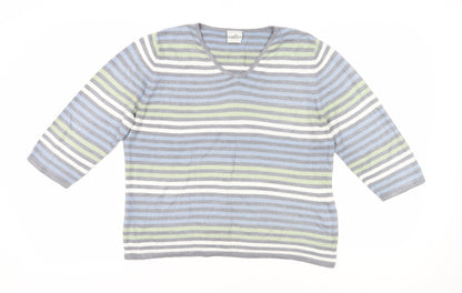 Eastex Women's Multicoloured V-Neck 3/4 Sleeve Pullover