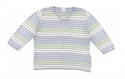 Eastex Women's Multicoloured V-Neck 3/4 Sleeve Pullover