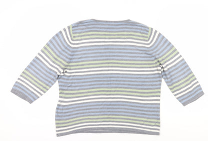 Eastex Women's Multicoloured V-Neck 3/4 Sleeve Pullover