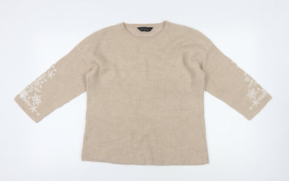 Womens UK Size 12 Dorothy Perkins Beige Pullover Jumper