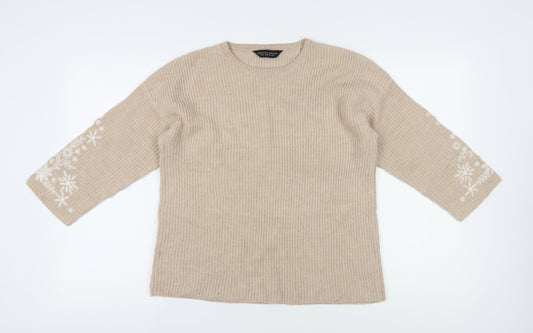 Womens UK Size 12 Dorothy Perkins Beige Pullover Jumper