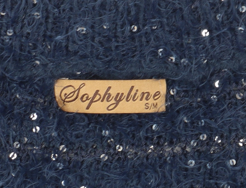 Sophylin Women's Blue Sequin Cardigan Jumper S