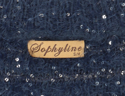 Sophylin Women's Blue Sequin Cardigan Jumper S