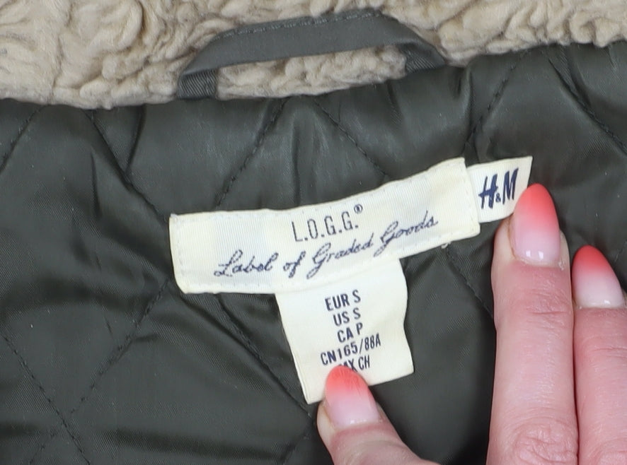 Womens UK Size S H&M Green Parka Coat