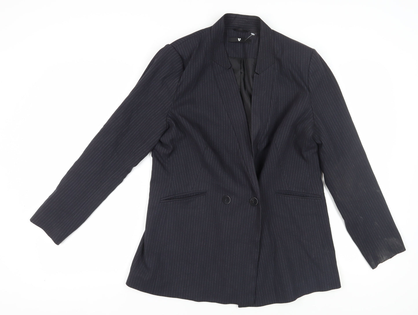Very Women's Black Pinstripe Suit Jacket Size 16