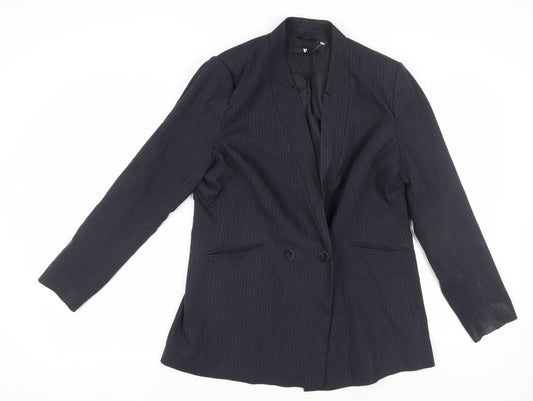 Very Women's Black Pinstripe Suit Jacket Size 16