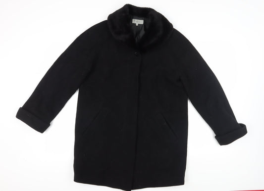 Marks & Spencer Women's Black Wool Coat Size 12 Formal