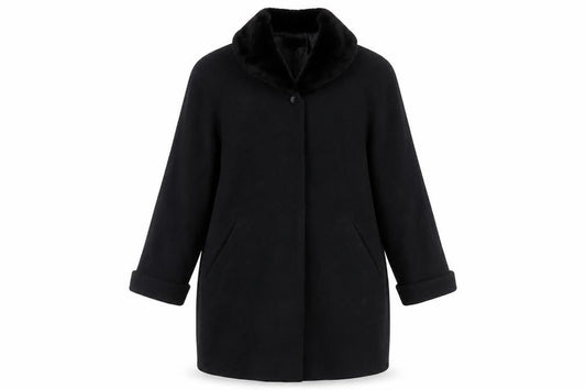 Womens UK Size 12 Marks and Spencer Black Overcoat