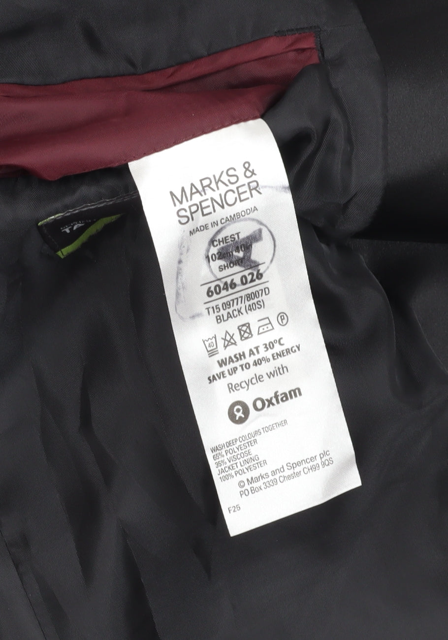 Mens UK Size 40 Marks and Spencer Regular Black Suit Jacket