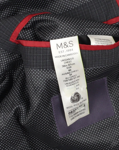 Mens UK Size 38 Marks and Spencer Regular Grey Suit Jacket