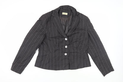Kaliko Women's Black Pinstripe Wool Jacket Size 18