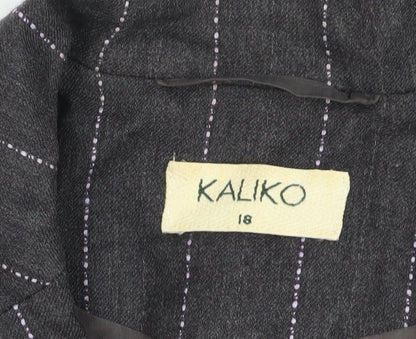Kaliko Women's Black Pinstripe Wool Jacket Size 18