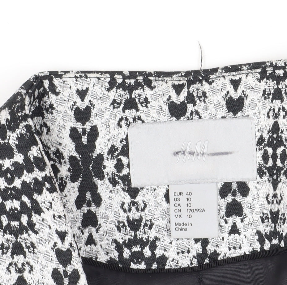 H&M Women's Black Geometric Blazer Size 12
