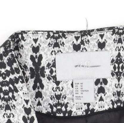 H&M Women's Black Geometric Blazer Size 12