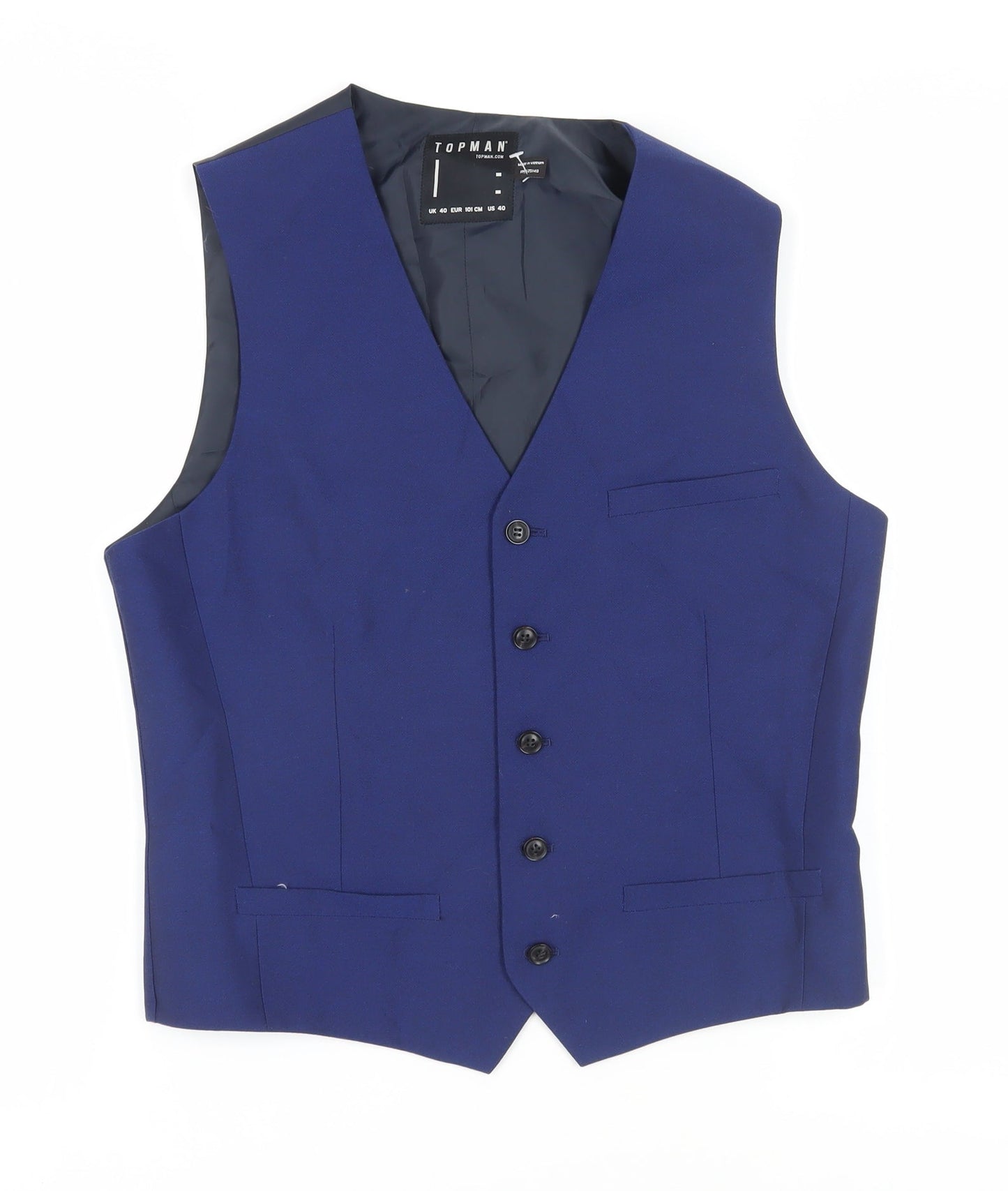 Mens UK Size 40 Topman Regular Blue Suit Waistcoat