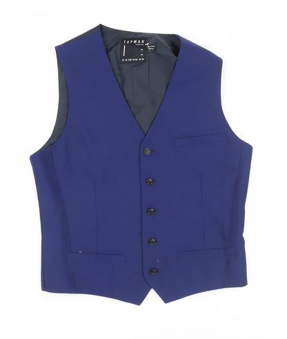 Mens UK Size 40 Topman Regular Blue Suit Waistcoat